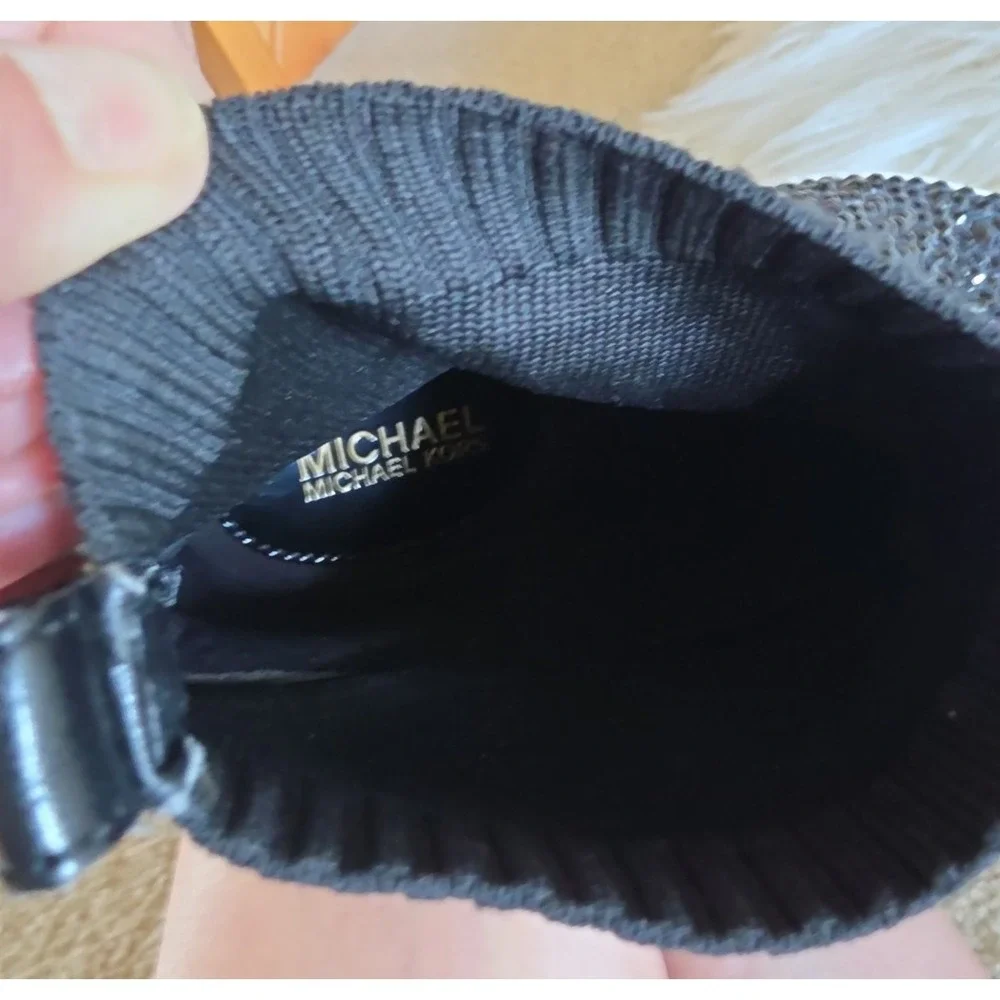 Michael Kors Black Skyler Stretch-Knit‎ Bootie Sock Crystal Embellishments -8.5M